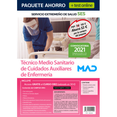 Paquete Ahorro + TEST ONLINE Técnico/a de Cuidados Auxiliares de Enfermería