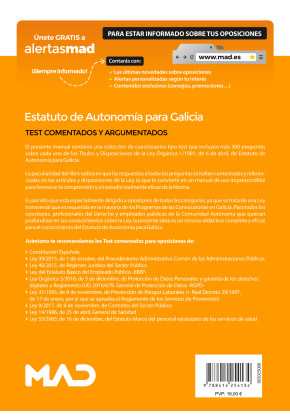 Test comentados para oposiciones del Estatuto de Autonomía para Galicia (Ley Orgánica 1/1981, de 6 de abril)