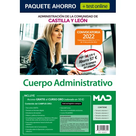 Paquete Ahorro + TEST ONLINE Cuerpo Administrativo