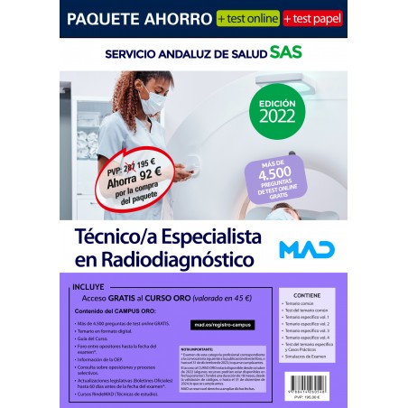 Paquete Ahorro + Test PAPEL + Test ONLINE Técnico/a Especialista en Radiodiagnóstico