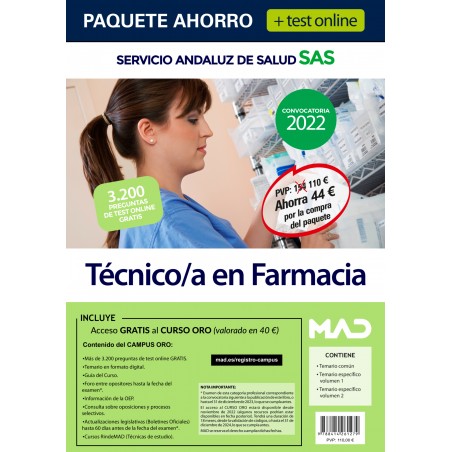 Paquete Ahorro + TEST ONLINE Técnico/a en Farmacia