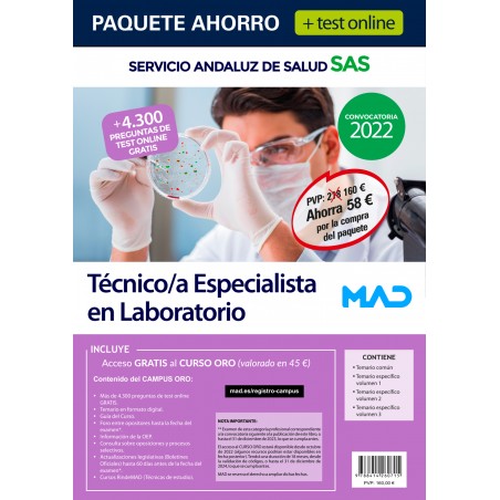 Paquete Ahorro + Test ONLINE Técnico/a Especialista en Laboratorio