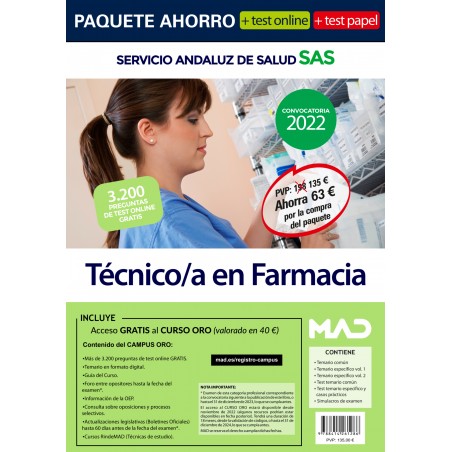Paquete Ahorro Test PAPEL + Test ONLINE Técnico/a en Farmacia