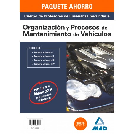Paquete Ahorro Profesores de Secundaria Organización y Procesos de mantenimiento de vehículos