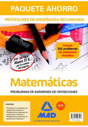 Paquete Ahorro Profesores de Secundaria Matemáticas Problemas de Exámenes