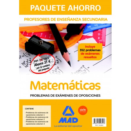 Paquete Ahorro Profesores de Secundaria Matemáticas Problemas de Exámenes