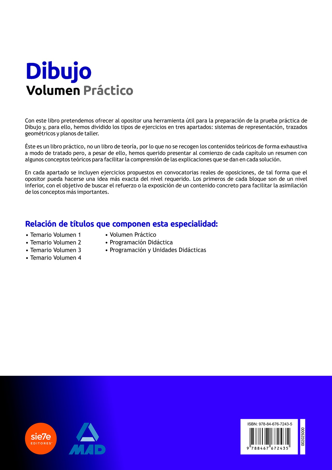 DIBUJO VOLUMEN IV PROFESORES DE EDUCACION SECUNDARIA TEMARIO PARA LA  PREPARACION DE OPOSICIONES  ED MAD  9788483115961