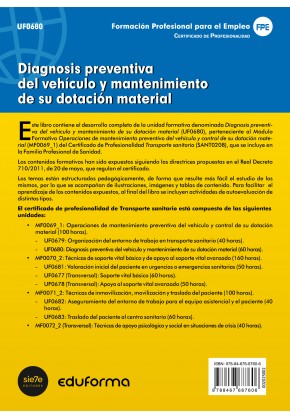 UFO0680 Diagnosis preventiva del vehículo y mantenimiento de su dotación material