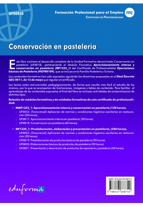 UFO0818 CONSERVACIÓN EN PASTELERÍA CERTIFICADO DE PROFESIONALIDDA OPERACIONES BASICAS DE PASTELERIA