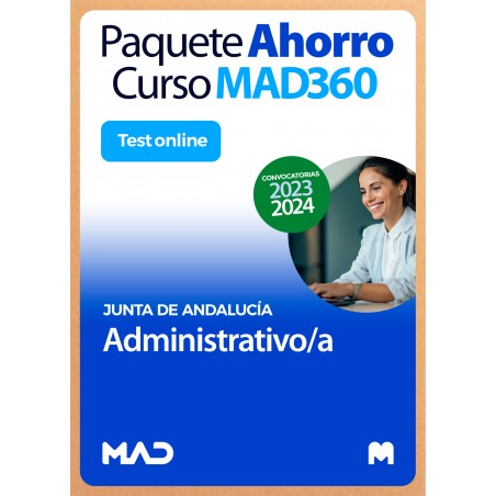 Paquete Ahorro Curso MAD360 + Test ONLINE Administrativo/a (acceso libre)
