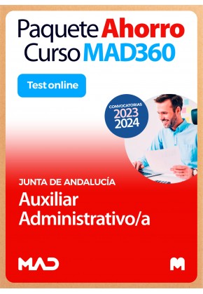 Paquete Ahorro Curso MAD360 + Test ONLINE Auxiliar Administrativo/a