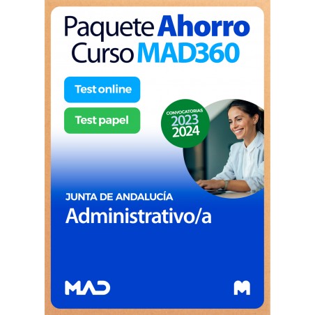 Paquete Ahorro Curso MAD360 + Test PAPEL y ONLINE Administrativo/a (acceso libre)