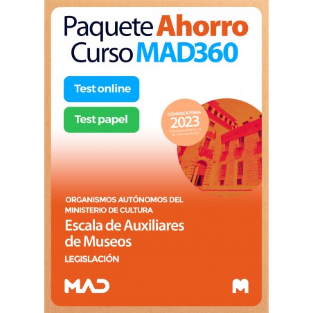 Paquete Ahorro Curso MAD360 + Libros PAPEL Escala de Auxiliares de Museos