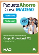 Paquete Ahorro Curso MAD360 + Libros PAPEL Personal Laboral Ministerios Grupo Profesional M2 (Diplomados)