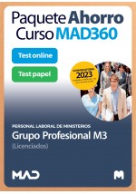 Paquete Ahorro Curso MAD360 + Libros PAPEL Personal Laboral Ministerios Grupo Profesional M3 (Licenciados)