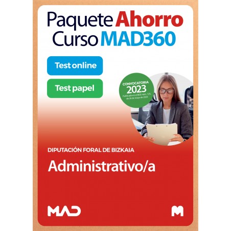 Paquete Ahorro Curso MAD360 + Test PAPEL y ONLINE Administrativo/a