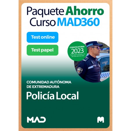 Paquete Ahorro Curso MAD360 + Libros PAPEL Policía Local de Extremadura