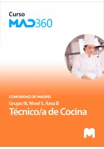 Curso MAD360 de Técnico de Cocina (Grupo III, Nivel 5, Área B) de la Comunidad de Madrid con test en papel