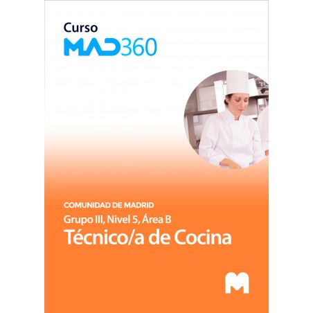 Curso MAD360 de Técnico de Cocina (Grupo III, Nivel 5, Área B) de la Comunidad de Madrid con test en papel