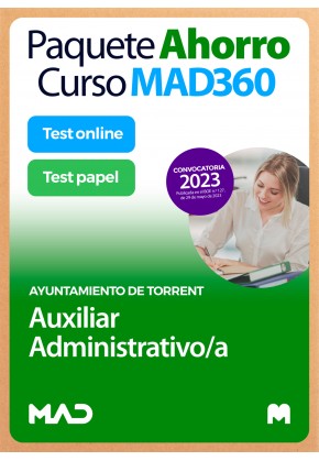 Paquete Ahorro Curso MAD360 + Test PAPEL y ONLINE Auxiliar Administrativo/a