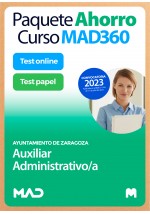 Paquete Ahorro Curso MAD360 + Test PAPEL y ONLINE Auxiliar Administrativo/a. Compra anticipada