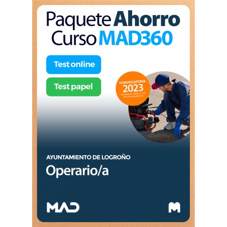 Paquete Ahorro Curso MAD360 + Test PAPEL y ONLINE Operario/a. Compra anticipada