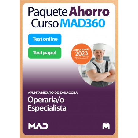 Paquete Ahorro Curso MAD360 + Test PAPEL y ONLINE Operaria/o Especialista