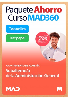 Paquete Ahorro Curso MAD360 + Test PAPEL y ONLINE Subalterno/a