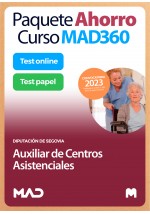 Paquete Ahorro Curso MAD360 + Test PAPEL y ONLINE Auxiliar de Centros Asistenciales