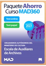 Paquete Ahorro Curso MAD360 + Libros PAPEL Escala de Auxiliares de Archivos