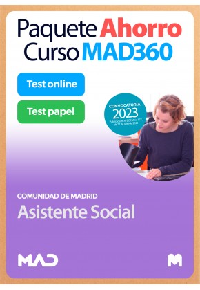Paquete Ahorro Curso MAD360 + Test PAPEL y ONLINE Asistente Social