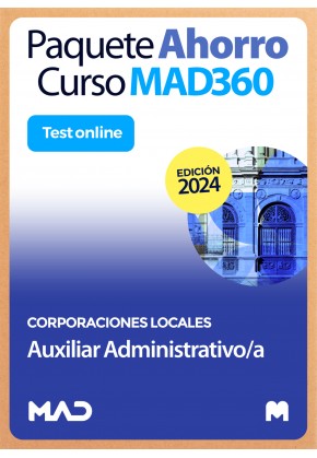 Paquete Ahorro + Test ONLINE Auxiliar Administrativo/a de Corporaciones Locales