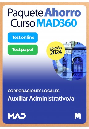 Paquete Ahorro + Test PAPEL Auxiliar Administrativo Corporaciones Locales