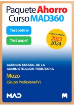 Paquete Ahorro Curso MAD360 + Test PAPEL y ONLINE Mozo (Grupo Profesional V)