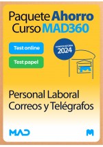 Paquete Ahorro Curso MAD360 + Test PAPEL y ONLINE Personal Laboral de Correos. Compra anticipada