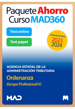 Paquete Ahorro Curso MAD360 + Test PAPEL y ONLINE Ordenanza (Grupo Profesional V)