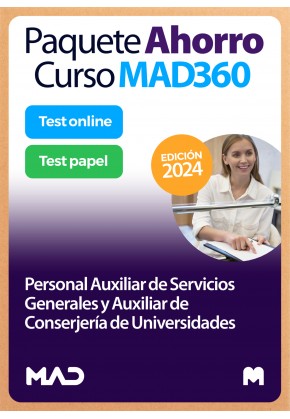 Paquete Ahorro Curso MAD360 Personal Auxiliar Servicios Generales y Auxiliar Conserjería de Universidades