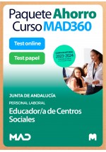 Paquete Ahorro Curso MAD360 + Test PAPEL y ONLINE Educador/a Centros Sociales (Personal Laboral)