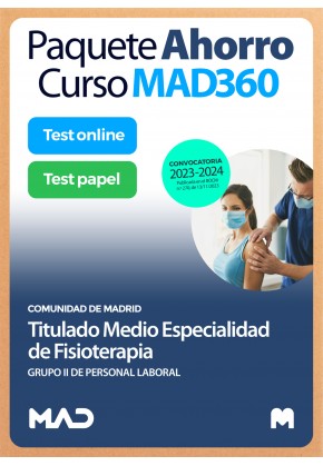Paquete Ahorro Curso MAD360 + Test PAPEL y ONLINE Titulado Medio Especialidad de Fisioterapia (Grupo II)