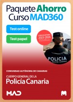 Paquete Ahorro Curso MAD360 + Test PAPEL y ONLINE Cuerpo General de la Policía Canaria (Escala Básica)
