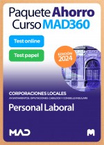 Paquete Ahorro Curso MAD360 + Test PAPEL y ONLINE Personal Laboral de Ayuntamientos, Diputaciones y otras Corporaciones Locales