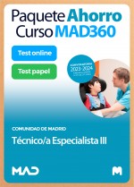 Paquete Ahorro Curso MAD360 + Test PAPEL y ONLINE Técnico Especialista III (Grupo III)