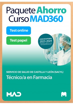 Paquete Ahorro Curso MAD360 + Test PAPEL y ONLINE Técnico/a en Farmacia