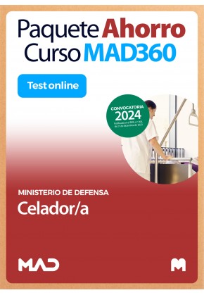 Paquete Ahorro Curso MAD360 + Test PAPEL y ONLINE Celador/a