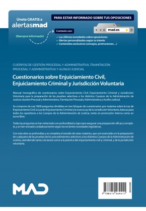 Cuestionarios sobre Enjuiciamiento Civil, Enjuiciamiento Criminal y Jurisdicción Voluntaria