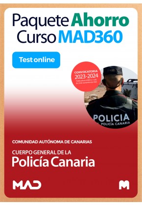 Paquete Ahorro Curso MAD360 + Test ONLINE Cuerpo General de la Policía Canaria (Escala Básica). Compra anticipada