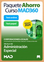 Paquete Ahorro Curso MAD360 + Test PAPEL y ONLINE Escala de Administración Especial Corporaciones Locales