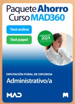 Paquete Ahorro Curso MAD360 + Test PAPEL y ONLINE Administrativo/a