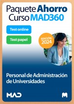 Paquete Ahorro + Test PAPEL y ONLINE Personal de Administración de Universidades