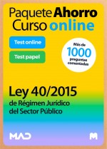 Paquete Ahorro Test comentados+Curso online Ley 40/2015 de Régimen Jurídico del Sector Público
